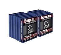 Samsill Raccoglitore resistente da 2,5 cm, prodotto negli Stati Uniti, raccoglitore ad anelli a D, copertina trasparente personalizzabile, blu, confezione da 12, ciascuno contiene 225 pagine