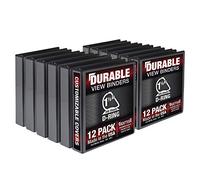 Samsill Raccoglitore resistente da 3,8 cm, prodotto negli Stati Uniti, raccoglitore ad anelli a D, raccoglitore personalizzabile con visualizzazione chiara, nero, confezione da 12, ciascuno contiene