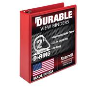 Samsill Raccoglitore resistente da 5 cm, prodotto negli Stati Uniti, raccoglitore ad anelli a D, copertina trasparente personalizzabile, rosso, contiene 475 pagine