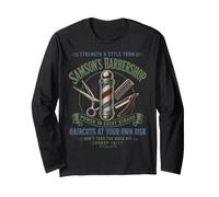 Samson Barbershop Divertente Christian Maglia a Manica