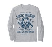Samson Barbershop Divertente Christian Maglia a Manica