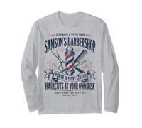 Samson Barbershop Divertente Christian Maglia a Manica