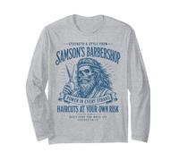 Samson Barbershop Divertente Christian Maglia a Manica