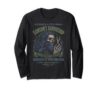Samson Barbershop Divertente Christian Maglia a Manica