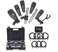 SAMSON DK707 - Set di 7 microfoni per batteria con 7 cavi XLR premium da 3 piedi, adattatori per microfono girevoli, clip per bordo, custodia rigida e panno in microfibra per la cura degli strumenti