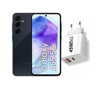 Samsung Bundle Galaxy A55 5G 8/128GB Awesome Navy + Alimentatore 45W | Paypal & seQura a rate **Spedizione immediata**