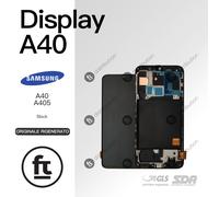 SAMSUNG DISPLAY A40 A405 ORIGINALE RIGENERATO NERO FRAME TOUCH SCREEN SCHERMO
