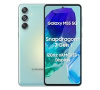 Samsung Galaxy M55 5G (verde chiaro, 8 GB di RAM, 128 GB di archiviazione) | Tripla cam da 50 MP | Batteria 5000mAh | Snapdragon 7 Gen 1 | Aggiornamento del sistema operativo 4 Gen. e aggiornamento