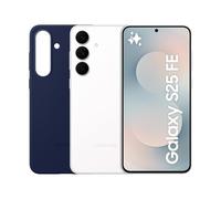 Samsung Galaxy S25 FE con Silicone Cover Dark Blue, Smartphone AI con 3 anni di Garanzia del produttore, RAM 8GB, 256GB, White