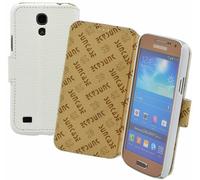 Samsung Galaxy S4 Mini Manica Custodia a Libro Vera Pelle Protettiva 1A Wallet