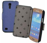 Samsung Galaxy S4 Mini Manica Custodia a Libro Vera Pelle Protettiva 1A Wallet