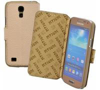 Samsung Galaxy S4 Mini Manica Custodia a Libro Vera Pelle Protettiva 1A Wallet