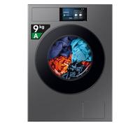 Samsung Lavatrice BESPOKE AI Laundry WF90F09C4S/U3 Libera installazione, 9 Kg, Wifi, Ecodosatore, Display AI Home, Classe Energetica A-55%, Corpo: Dark Silver Steel, Oblò: Nero, 60l x 85h x 60p cm