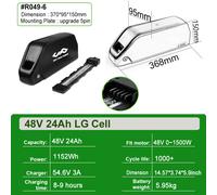 Samsung/LG Cell 48V 52V 60V 20Ah/24Ah Li-ion E-bike Battery for 0-2000W Motor