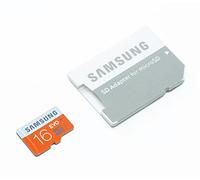 Samsung MB-MP16DA/EU Scheda Micro SDXC EVO con Adattatore SD, UHS-1, 16 GB, Bianco/Arancione