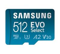 Samsung Memorie EVO Select Scheda MicroSD da 512GB, UHS-I U3, fino a 160 MB/s, compatibile con Smartphone, Tablet, Console Gaming, GoPro