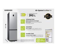 Samsung RB38C672CSA frigorifero Combinato EcoFlex AI Libera installazione con congelatore Wifi 2m 390 L Classe C, Inox