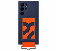 Samsung Silicone Cover con Strap Custodia con fascia per Galaxy S22 Ultra 5G, Navy