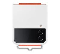 Samsung Silicone Cover with Strap Custodia con Fascia per mano per Galaxy Z Flip4, Bianco
