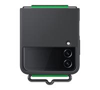 Samsung Silicone Cover with Strap Custodia con Fascia per mano per Galaxy Z Flip4, Nero