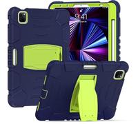 Samsung Tab S7 Plus 12.4 T970 T975 Custodia con supporto, durevole, ibrida, antiurto, resistente, a tre strati, custodia protettiva in silicone per tablet bambini (blu navy + verde)