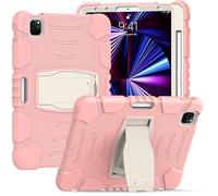 Samsung Tab S7 Plus 12.4 T970 T975 Custodia con supporto, durevole, ibrida, antiurto, resistente, a tre strati, custodia protettiva in silicone per tablet bambini (rosa)
