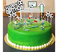 SAMSYOKI 24pcs Topper per Torta di Calcio, Happy Birthday Cake Topper, Decorazione Per Torta Di Calcio Per Bambini Compleanno, Feste a Tema dello Calcio