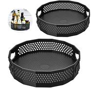 SAMSYOKI 2pcs porta spezie per cucina girevole, Lazy Susan piatto girevole portaspezie rotante a 360, vassoio girevole per spezie in plastica per cucina organizer, pepe, olio e conserve (nero)