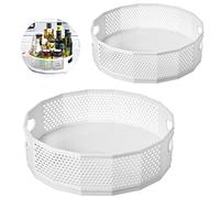 SAMSYOKI 2pcs porta spezie per cucina girevole, Lazy Susan piatto girevole portaspezie rotante a 360, vassoio girevole per spezie plastica per cucina organizer, pepe, olio e conserve(bianco)