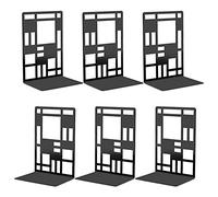 SAMSYOKI 3 Paia Fermalibri per Mensole Metallo Reggilibri de Mensole Porta Libri da Scrivania Decorativi Fermalibri per Libri Pesanti Antiscivolo per Ufficio Scuola Biblioteca Casa Nero