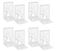 SAMSYOKI 4 Paia Fermalibri Metallo Reggilibri per Mensole Porta Libri da Scrivania Decorativi Supporto per Libri Antiscivolo per Bambini Ufficio Scuola Biblioteca Casa Bianco