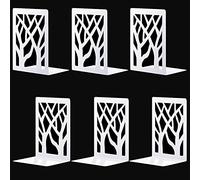 SAMSYOKI - Fermalibri in metallo, 3 paia di fermalibri, porta libri decorativi, antiscivolo, per cucina, ufficio, scuola, biblioteca bianco