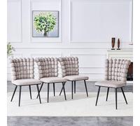 Samt - Sedie moderne da sala da pranzo, set di 4 pezzi, color crema bianca, schienale imbottito con catenine, piedi metallici neri, per soggiorno e sala da pranzo (grigio chiaro)