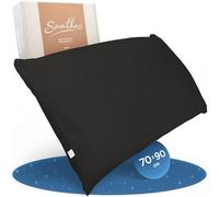 Samthus Federa per cuscino 70 x 90 cm, in cotone satinato, Oeko-Tex Made in Green, per un sonno morbido con federa traspirante, 1 federa per cuscino, colore nero, con chiusura lampo YKK