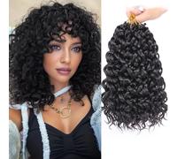 Samtress 10 Inch Short Curly Crochet Hair 8 confezioni GoGo Curl Crochet Hair for Women Water Wave Crochet Braids Synthetic Natural Black Deep Twist Braiding Hair Extensions (#1B)