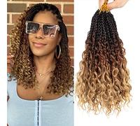 Samtress 10 pollici Dea Box Trecce all'uncinetto Capelli 8 Pacchetti Boho Box Trecce all'uncinetto Capelli Ombre Pre Looped Box Trecce con estremità ricci sintetiche estensioni dei capelli intrecciati