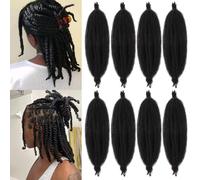 Samtress 12 Inch Springy Afro Twist Hair 8 Pack Black Spring Twist Hair for Distressed Soft Locs Natural Afro Kinky Curly Marley Braiding Hair Pre-Fluffed Popping Spring Twist Extensions (#1B)