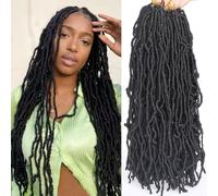 Samtress 18 Inch Faux Locs Uncinetto Capelli Soft Locs 7 Pacchetti Pre-looped New Faux Locs Uncinetto Braids Natural Black Goddess Locs Uncinetto Hair Extension Curly Locs Braiding Hair Synthetic for