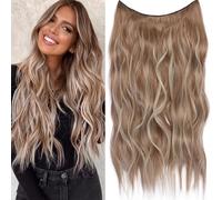 Samtress 20 Inch - Extension per capelli invisibili, per donne lunghe e ondulate sintetiche, con fili trasparenti regolabili (4 clip sicure) (#22H88B)