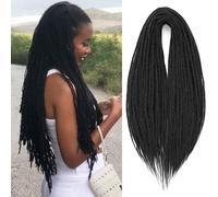 Samtress 24 Inch Double Ended Dreadlock Extension Black Hippie Dreads 10 Strands Thin 0,6 cm Handmade Bohemian Box Braids with Curly Ends for Women (#1B)
