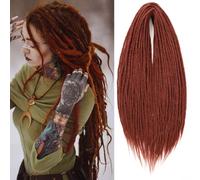 Samtress 24 Inch Double Ended Dreadlock Extension Copper Rede Hippie Dreads 10 Strands Thin 0,6 cm Handmade Bohemian Box Braids with Curly Ends for Women (#350)
