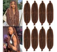 Samtress 24 Inch Springy Afro Kinky Hair for Braiding 8 Pack Pre-Separated Spring Twist Crochet Braids Brown Natural Afro Kinky Curly Marley Braiding