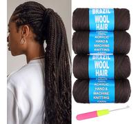 Samtress 4 Rotoli di Filato Acrilico per Capelli di Lana Brasiliana Marrone Scuro per Trecce Africane all'Uncinetto/Twist senegalese/Faux Locs/Twist senegalese/Treccia Jumbo/Wist Wrap con Trecce Lavo