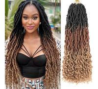 Samtress 7 confezioni di extension di capelli sintetici da Dea Locs all'uncinetto, 45,7 cm, ondulati, con estremità ricce, pre-loop, morbidi, intrecciati, 3 tonalità, extension per capelli