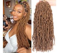 Samtress 7 confezioni Goddess Locs Crochet Hair Extension 18 Inch Pre-looped New Faux Locs Uncinetto Braids Ombre Bionda Soft Locs Curly Faux Braiding Hair Synthetic for Women (#27)