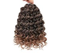 Samtress 8 confezioni GoGo Curl Crochet Hair 10 Inch Deep Wave Braiding Hair Extension Omber Brown Short Curly Crochet Braids for Water Wave Braids Synthetic for Women (#T30)