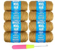 Samtress 8 rotoli di lana brasiliana bionda per trecce, filato acrilico, per lavori a maglia africani a mano, trecce jumbo, trecce senegalesi per lavori a maglia, cavatappi a spirale (#27)