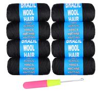 Samtress Brazilian Wool Hair Acrylic Yarn 8 Roll Natural Black