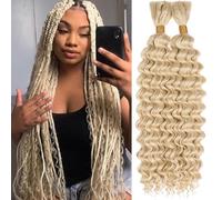 Samtress Deep Wave Bulk Braiding Hair 18 Inch No Weft Wet and Wavy Hair Extension 160 g bionda ricci capelli sintetici per capelli boho (#613)