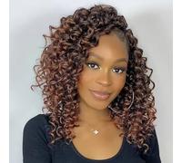 Samtress Gogo Curl Crochet Hair 8 confezioni Ocean Wave Crochet Hair 10 Inch Pre Looped Deep Twist Short Curly Water Wave Crochet Hair Hair Braiding for Women Ombre Brown (#T30)